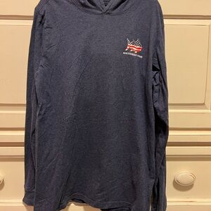Southern Tide Navy lightweight hoodie.